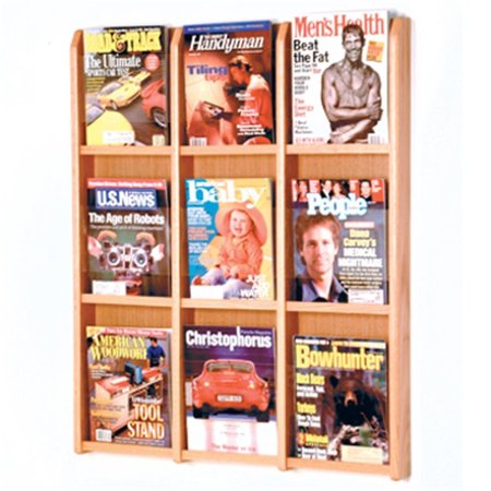 WOODEN MALLET Divulge 9 Magazine Wall Display in Light Oak MM-9LO